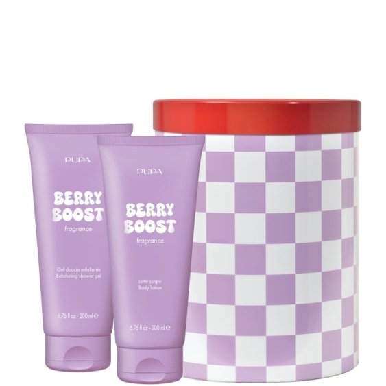 Pupa Kit Happy Box Berry Boost - Gel Doccia Esfoliante 200 Ml + Latte Corpo Idratante 200 Ml