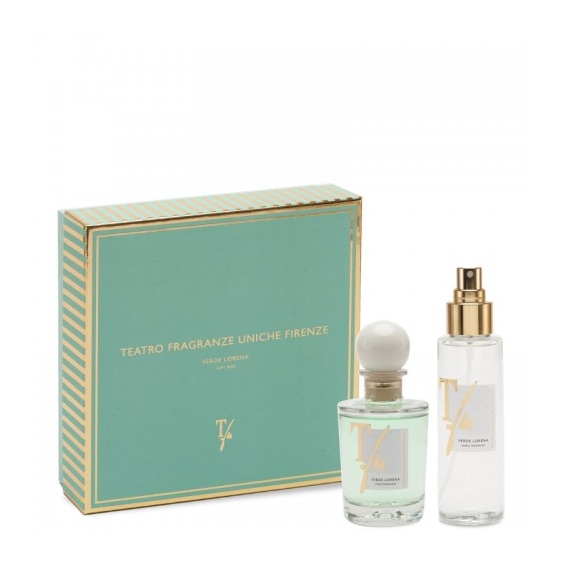 Teatro Fragranze Uniche Verde Lorena - Diffusore Ambiente Con Bastoncini 100 Ml + Profumatore Spray Per Tessuti 100 Ml