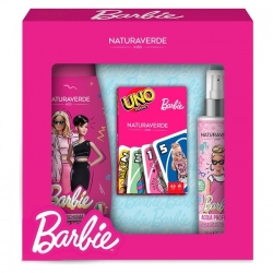 Naturaverde Cofanetto Barbie - Acqua Profumata 100 Ml + Bagno Schiuma 300 Ml + Carte Uno