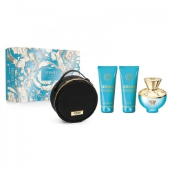 Versace Dylan Turquoise Pour Femme - Eau De Toilette 100 Ml + Gel Doccia 100 Ml + Gel Corpo 100 Ml + Beauty Case