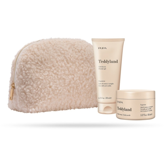 Pupa Teddyland Latte Di avena e Vaniglia - Gel doccia 200 ml - Scrub Corpo 150 Ml + Pochette