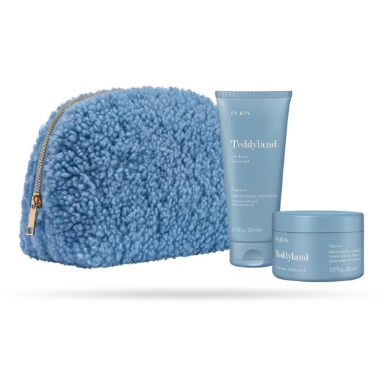 Pupa Teddyland Latte Di Nocciola E Camomilla Blu - Gel doccia 200 ml - Scrub Corpo 150 Ml + Pochette