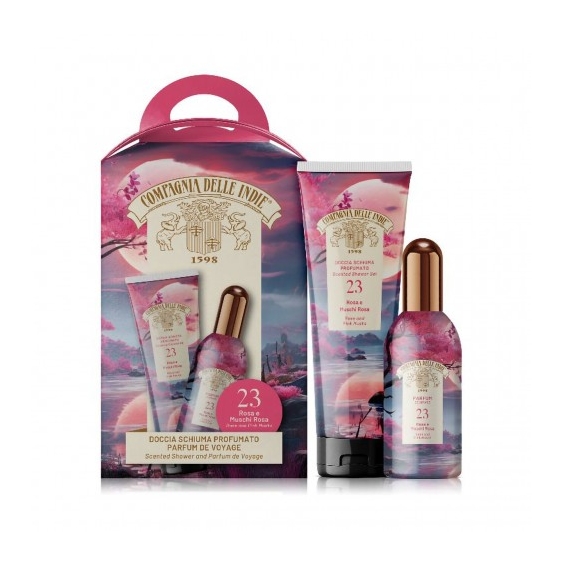Compagnia Delle Indie 23 Rosa E Muschi Rosa - Doccia Schiuma 250 Ml + Parfum De Viyage 100 Ml