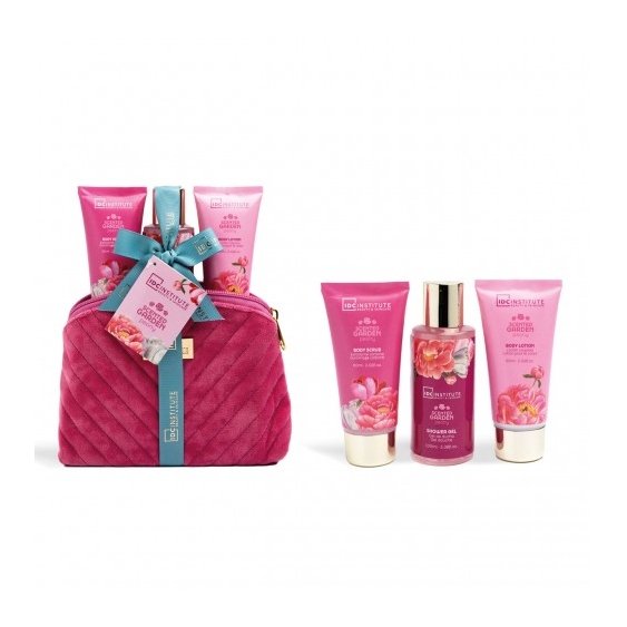 Idc Institute Scented Garden Peony - Body Scrub 50 Ml + Bagno doccia 100 Ml + Lozione Corpo 50 Ml + Pochette