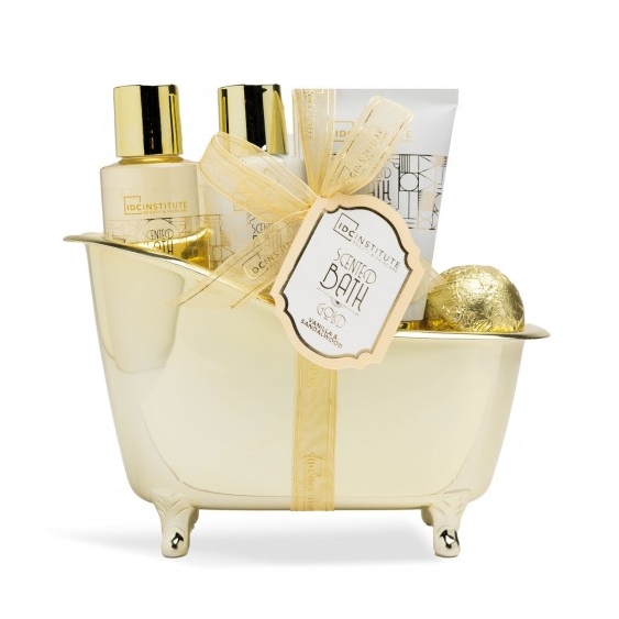 Idc Institute Scented Bath Gold - Gel Doccia 100 Ml + Lozione Corpo 100 Ml + Crema Mani 80 Ml + Bomba da Bagno 40 g