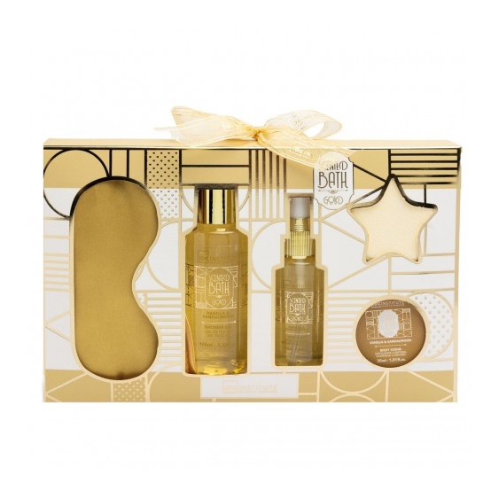 Idc Institute Scented Bath Gold - Gel doccia 100 ML + Body Mist 50 Ml + Body Scrub 30 Ml + Maschera Occhi + Bomba da Bagno