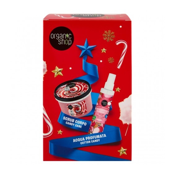 Organic Shop Cofanetto Delizie Dolci - Scrub Corpo Candy Cane 250 ml + Acqua Profumata Cotton Candy 100 ml