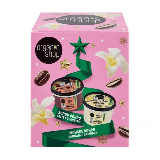 Organic Shop Scrub Corpo Caffè e Zucchero 250 Ml + Mousse Corpo Vaniglia e Orchidea 250 Ml