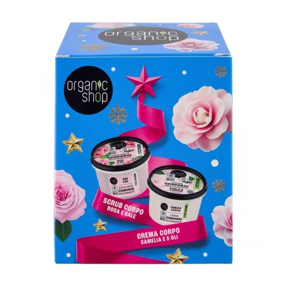 Organic Shop Scrub Corpo Rosa E Sale 250 Ml + Crema Corpo Camelia E 5 Oli 250 Ml