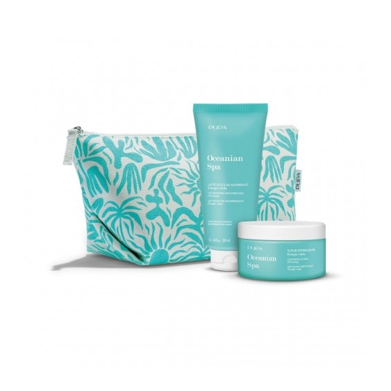 Pupa Oceanian Spa - Scrub Detergente 250 Ml + Latte Doccia Nutriente 300 Ml + Pochette