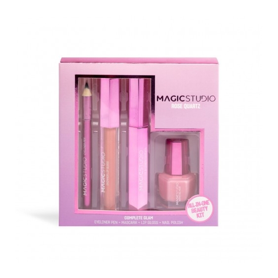 Magic Studio Rose Quartz Complete Glam - Eyeliner Pen + Mascara + Lip Gloss + Smalto