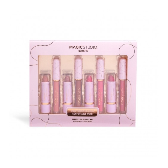 Magic Studio Cofanetto Labbra - 4 rossetti + 4 lip Gloss