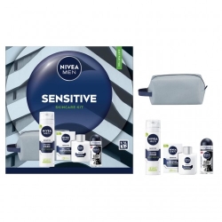 Nivea Sensitive Skincare Kit - Schiuma da Barba 200 ml + dopobarba 100 ml + Deodorante 50 ml + Travel Bag