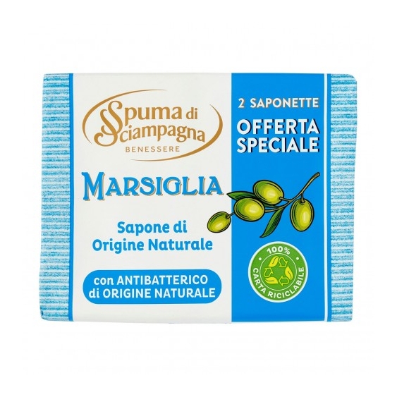 Spuma Di Sciampagna Sapone Marsiglia - Sapone di Origine Naturale 125g x 2