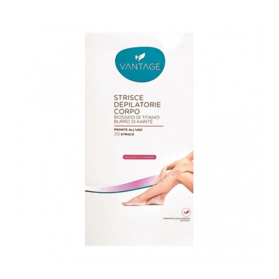 Vantage 20 Strisce Depilatorie Corpo con Biossido di Titanio e Burro di Karite