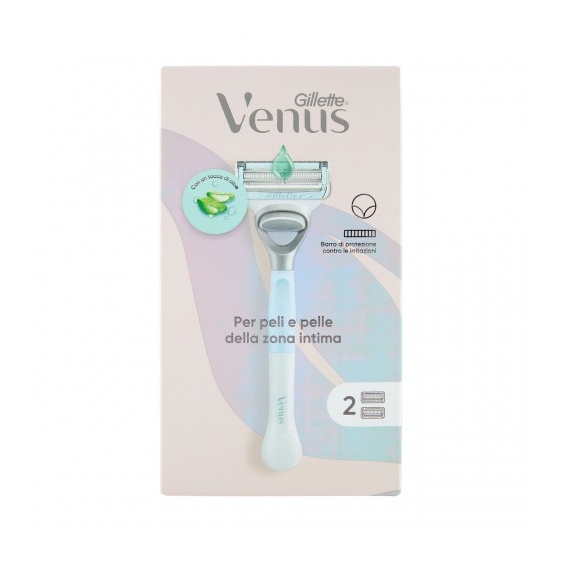 Venus Rasoio Donna Per Peli E Pelle Della Zona Intima 1 Manico + 2 Lamette