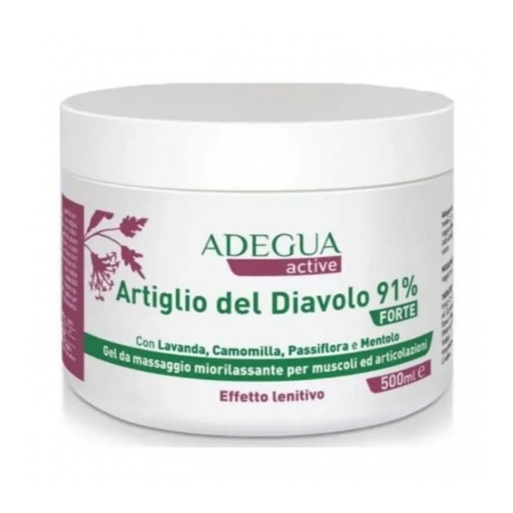 Adegua Active Active Artiglio Del Diavolo 91% forte - Gel da massaggio miorilassante per muscoli e articolazioni 500 ml