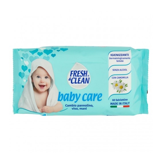 Fresh & Clean Baby Care - 60 Salviettine Igienizzanti per il cambio