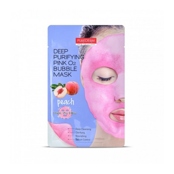 Purederm Deep Purifying Pink O2 Bubble Mask Peach - Maschera Viso 25 G