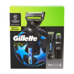 Gillette Labs Uefa Champions League Special Edition - Kit Rasatura Con 1 Lametta + Manico + Gancio + Gel Da Barba 198 Ml