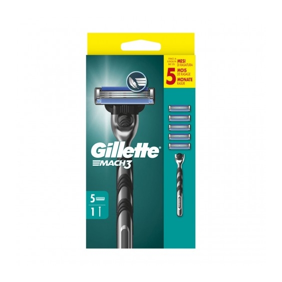 Gillette Mach 3 - Manico + 5 Testine Di Ricambio