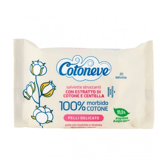 Cotoneve 20 Salviette Struccanti Con Estratto Di Cotone E Centella