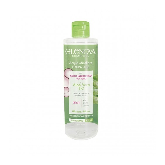 Glenova Hydra Plus - Acqua Micellare Con Acido Ialuronico E Aloe Vera Bio 400 Ml