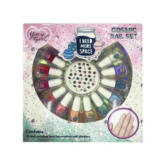 You Go Girl I Need More Space - Set Di 12 Smalti E Stickers Decorativi Per Unghie