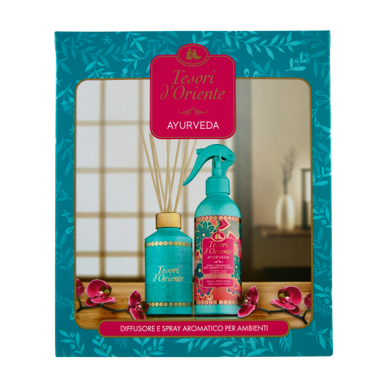 Tesori D'Oriente Ayurveda - Diffusore A Bastoncini 250 Ml + Spray Aromatico Per Ambienti 200 Ml