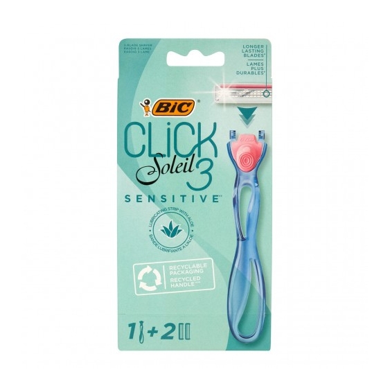 Bic Click Soleil 3 Sensitive - Rasoio con Manico E 2 Ricambi