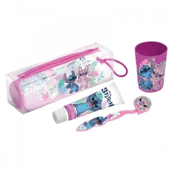 Disney Set da Viaggio Stitch - spazzolino + dentifricio + bicchiere + Pochette