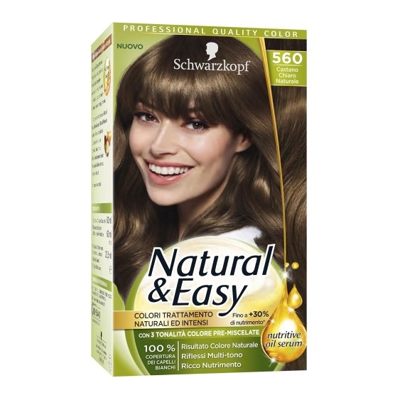 Schwarzkopf Tinta Per Capelli Colorazione Permanente Natural & Easy N. 560 Castano Chiaro Naturale