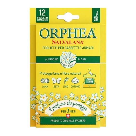 Orphea Salvalana Al Porfumo di Fiori - 12 Foglietti Per Cassetti E Armadi